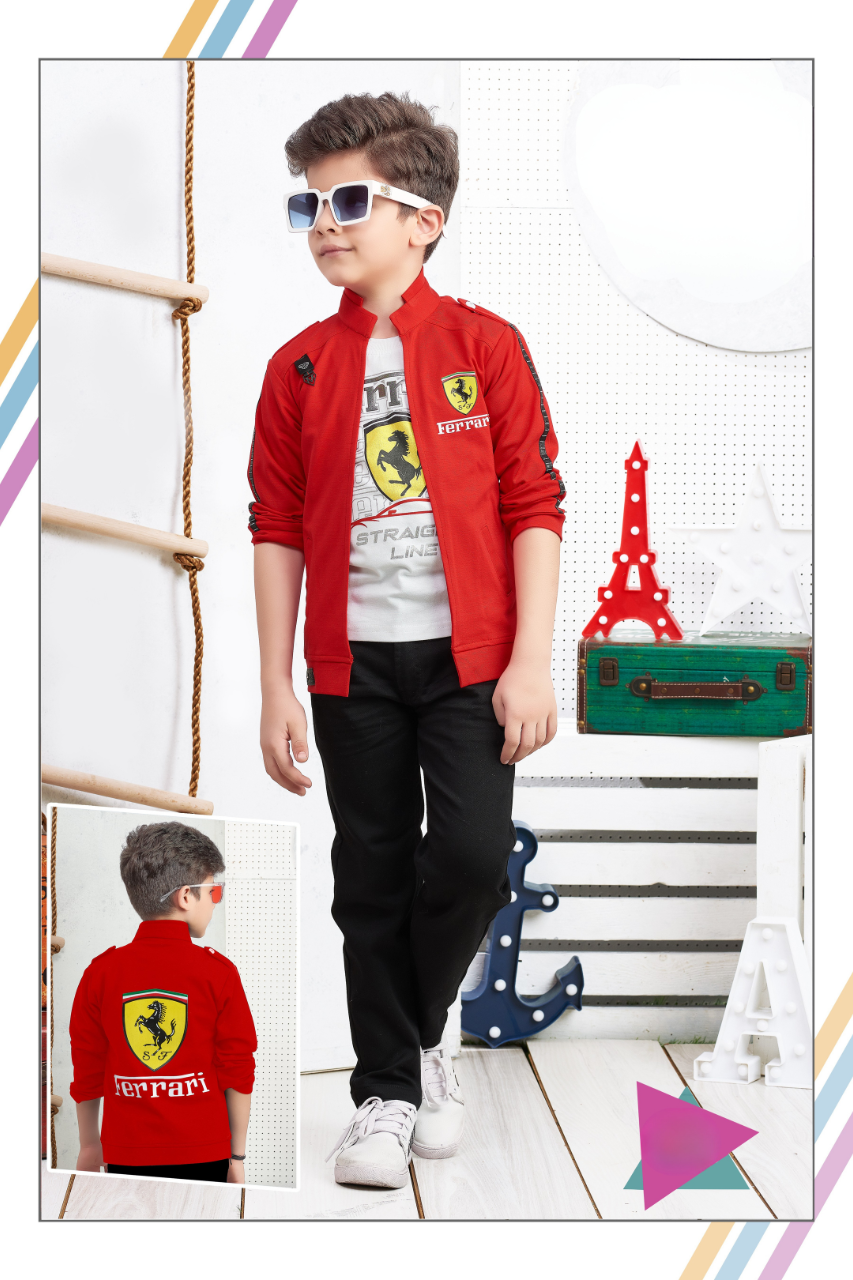 Red Boys' Sporty Jacket and T-Shirt Set