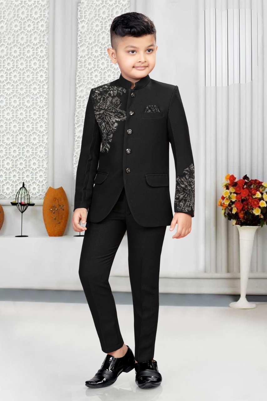 Elegant Black Jodhpuri Indo-Western Suit for Boys