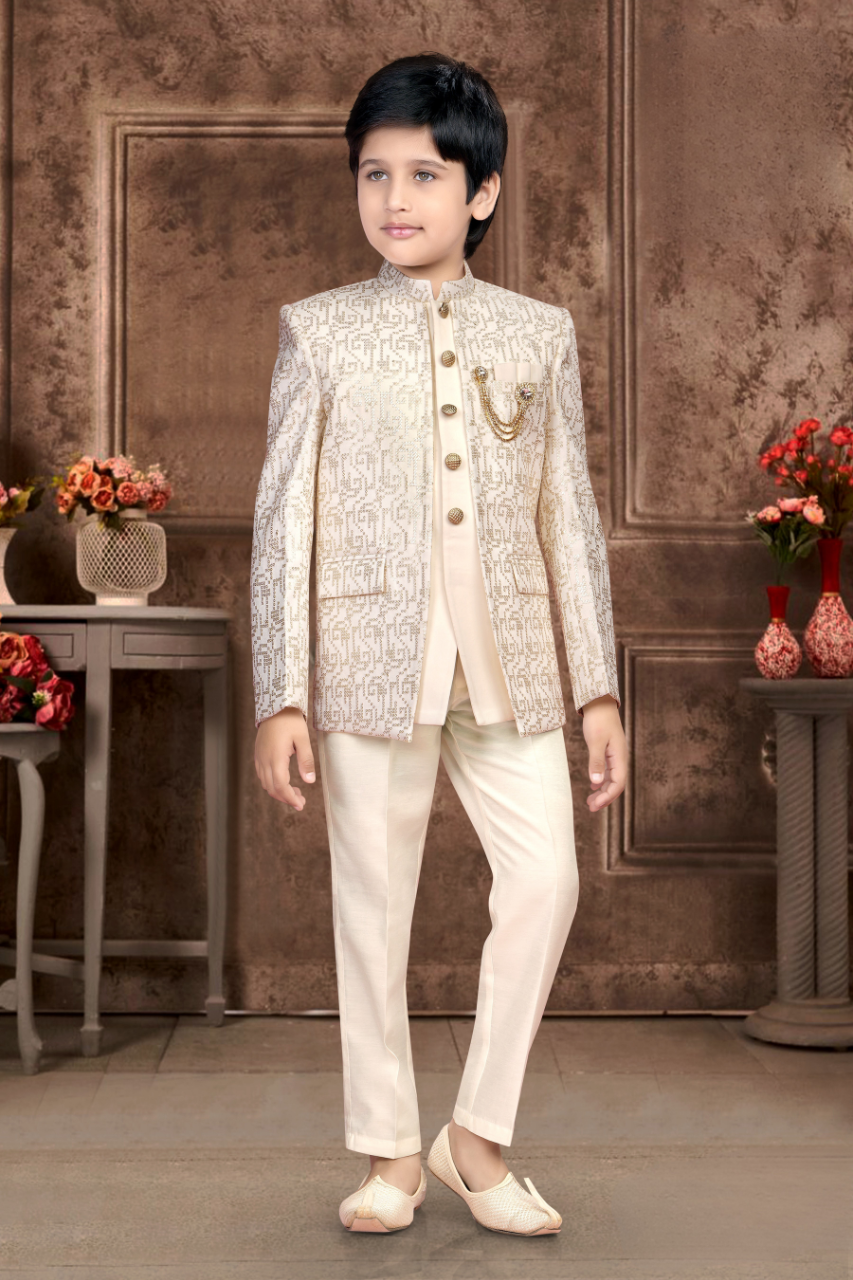 Elegant Cream Jodhpuri Indo-Western Suit for Boys