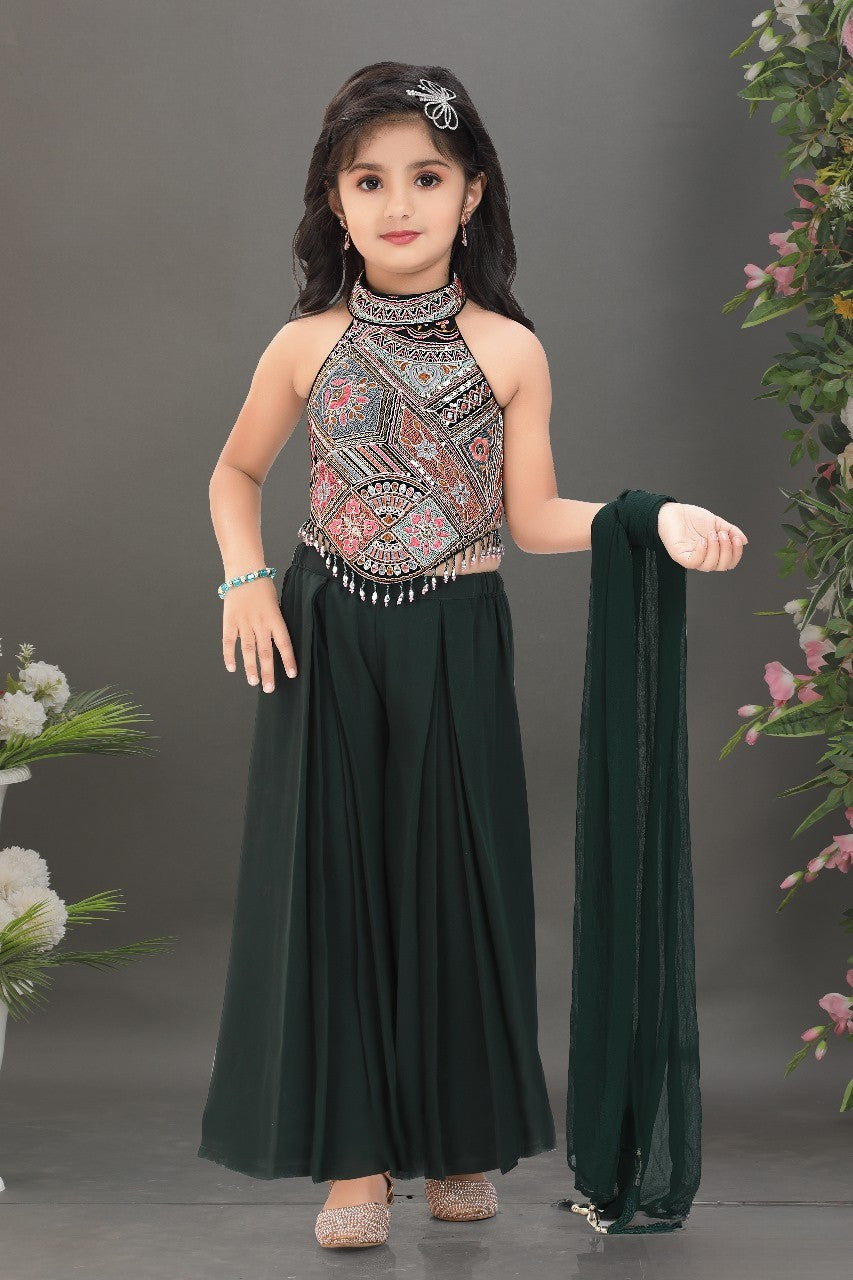 Dark Green Princess Glam Palazzo Set