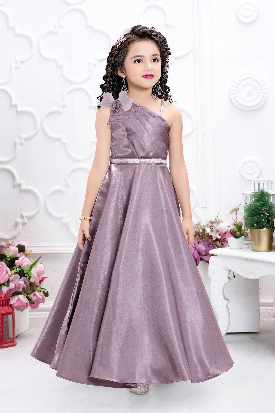 Lavender Princess Glam One Shoulder Gown