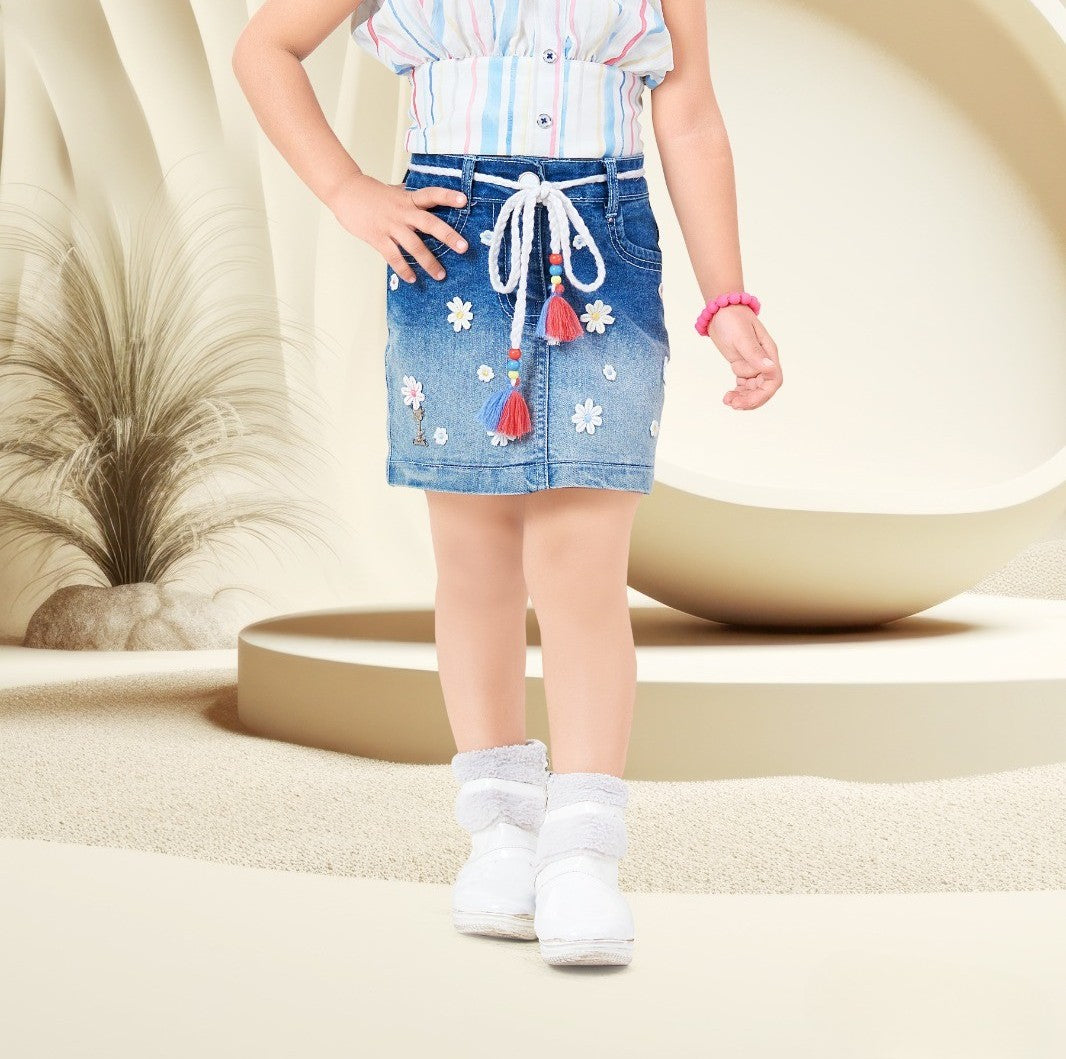 Rust Girls’ Corduroy A-Line Dress with Embellished Pockets & Appliqué