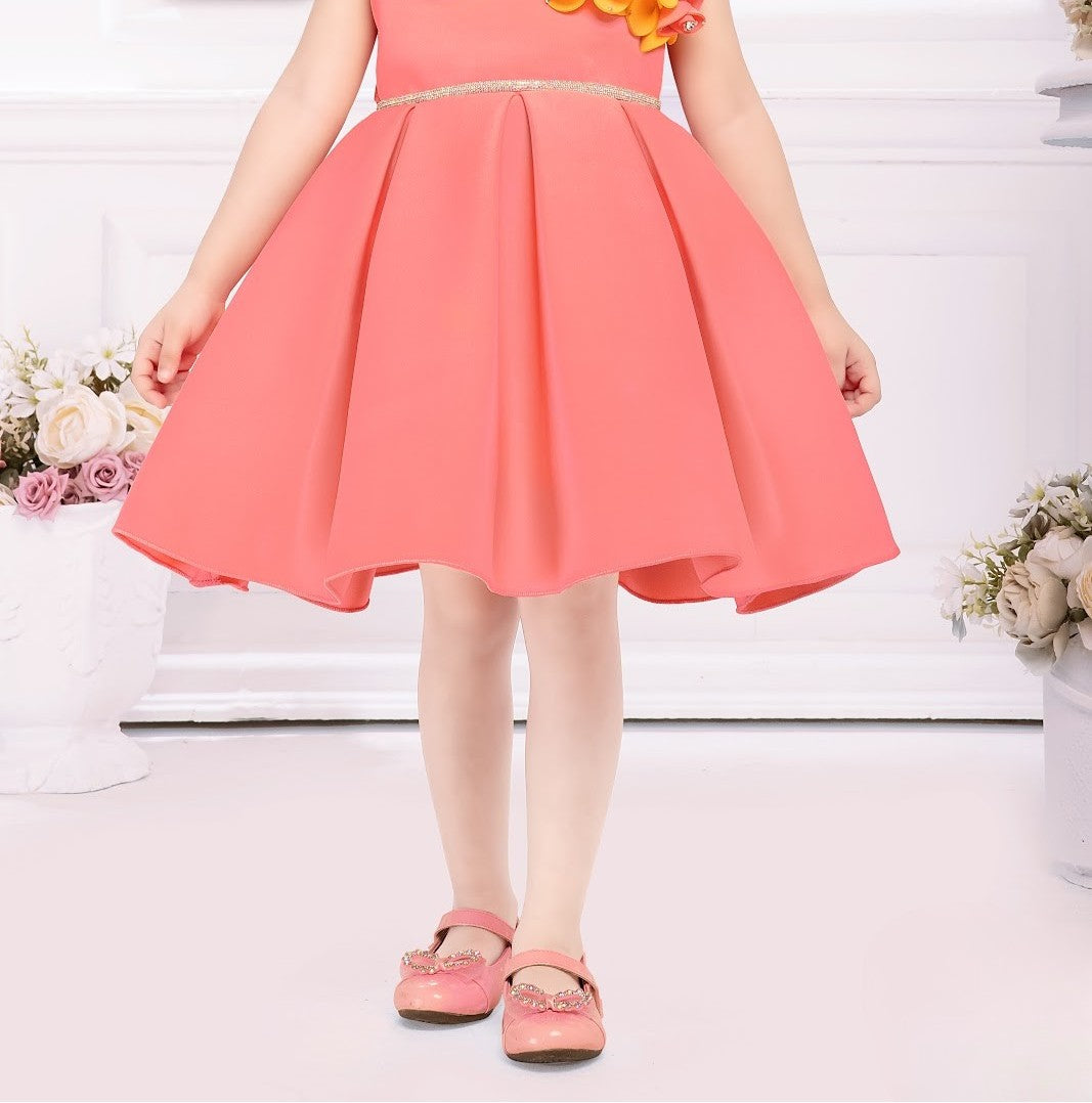 Peach Princess Floral Celebration Dress