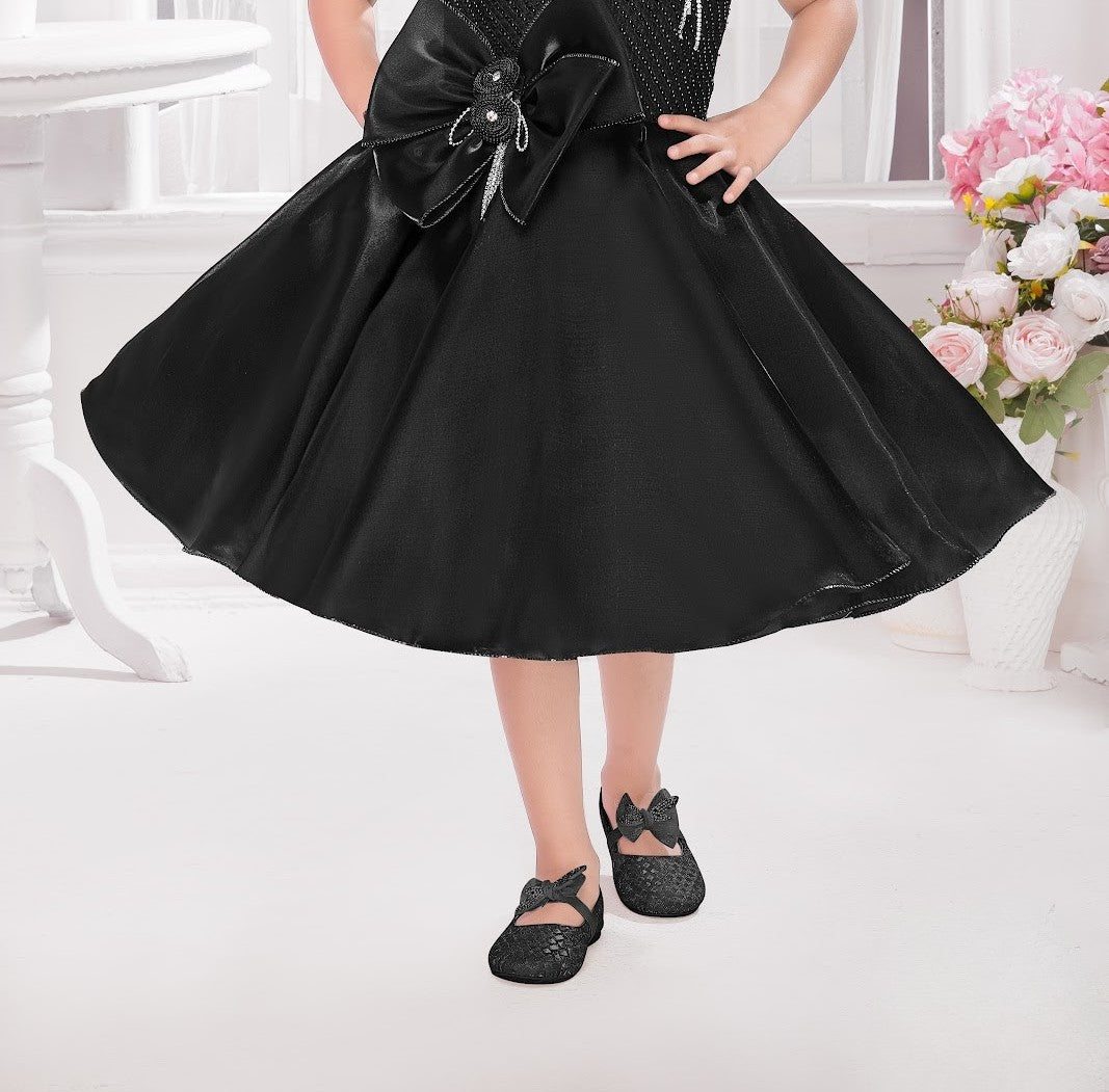 Black Glam Sparkle Bow Party Dress