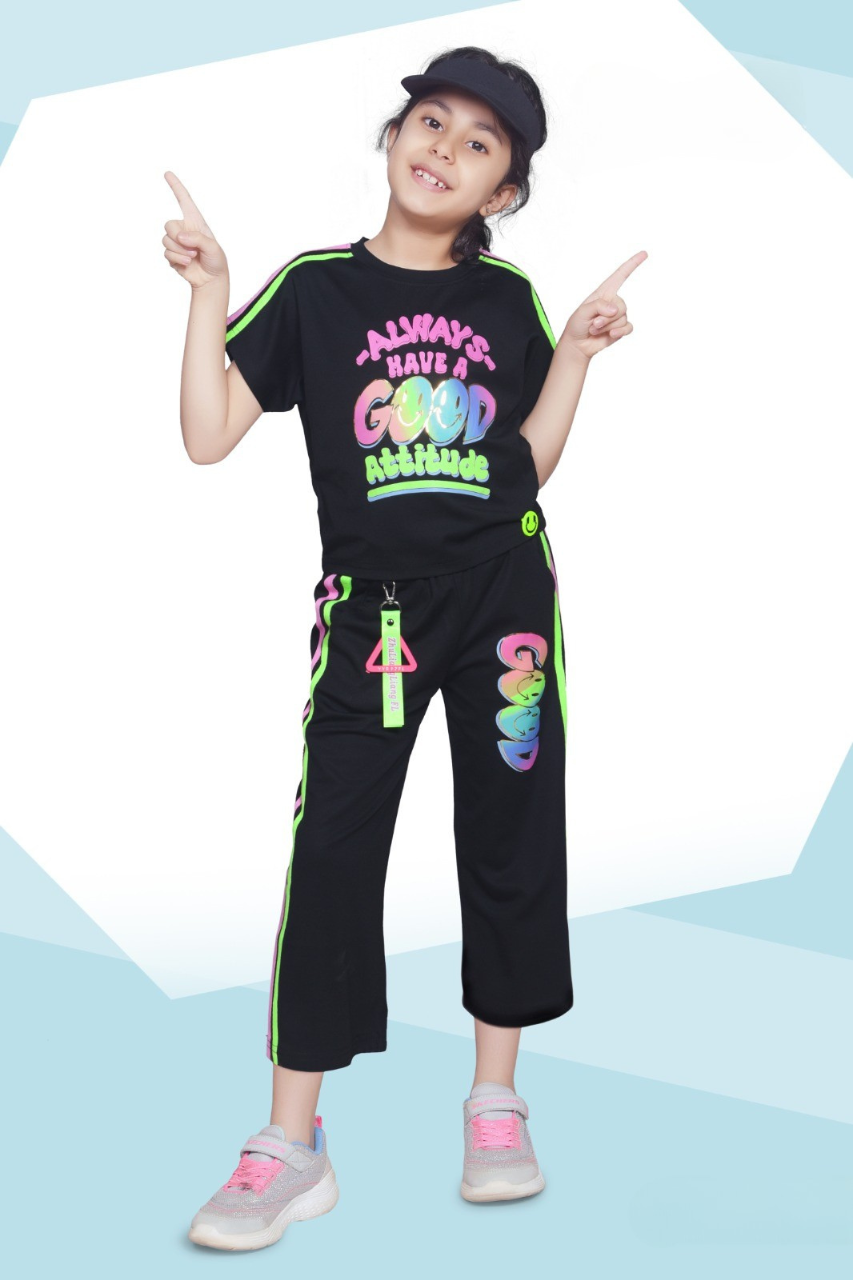Black Neon Printed T-Shirt & Track Pant Set