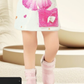 White Sequin Doll Print Girls' Dress