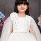 White Girls’ Elegant Cape-Style Embellished Gown