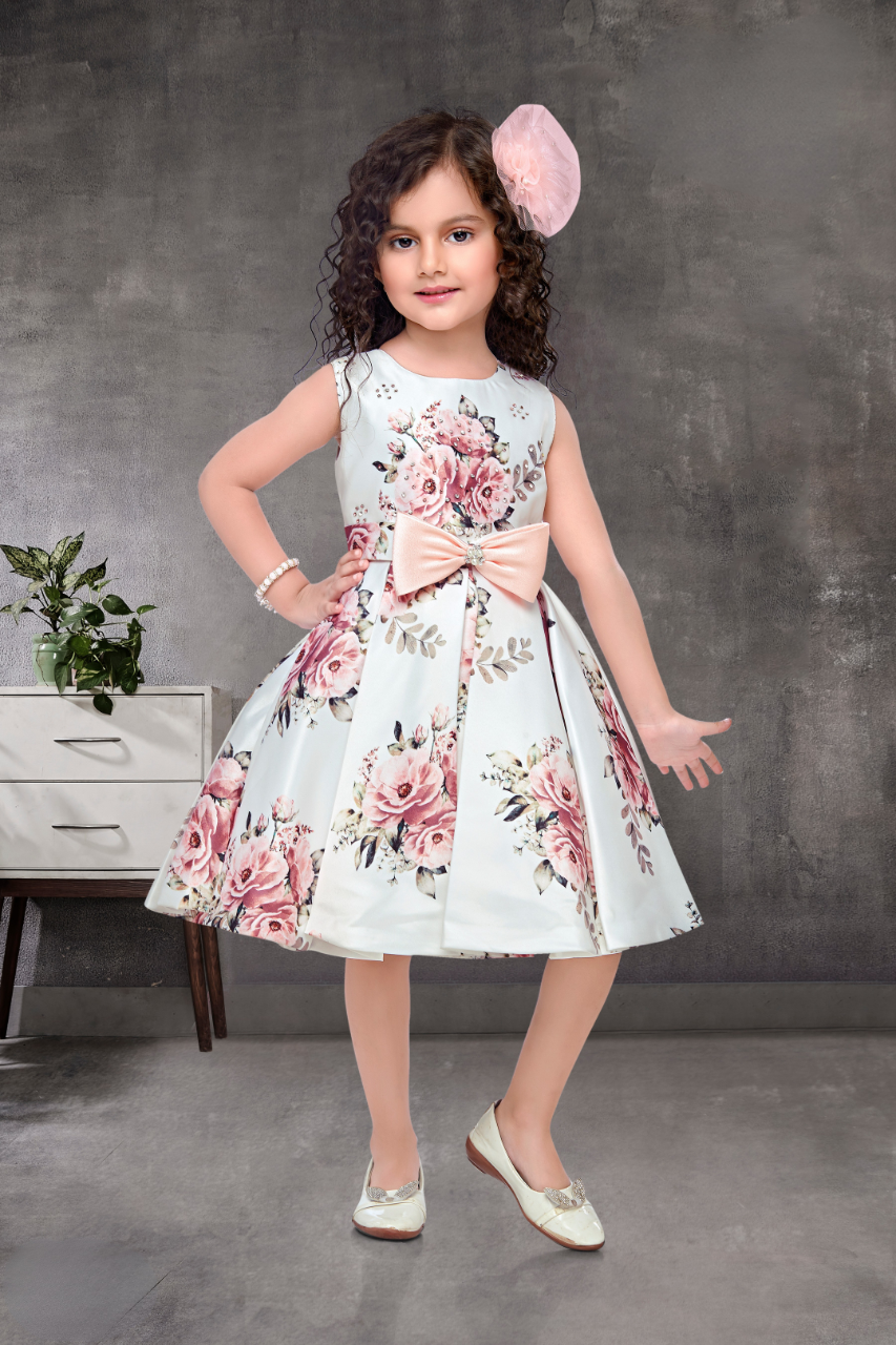 Floral Elegance Sleeveless Party Frock For Girls