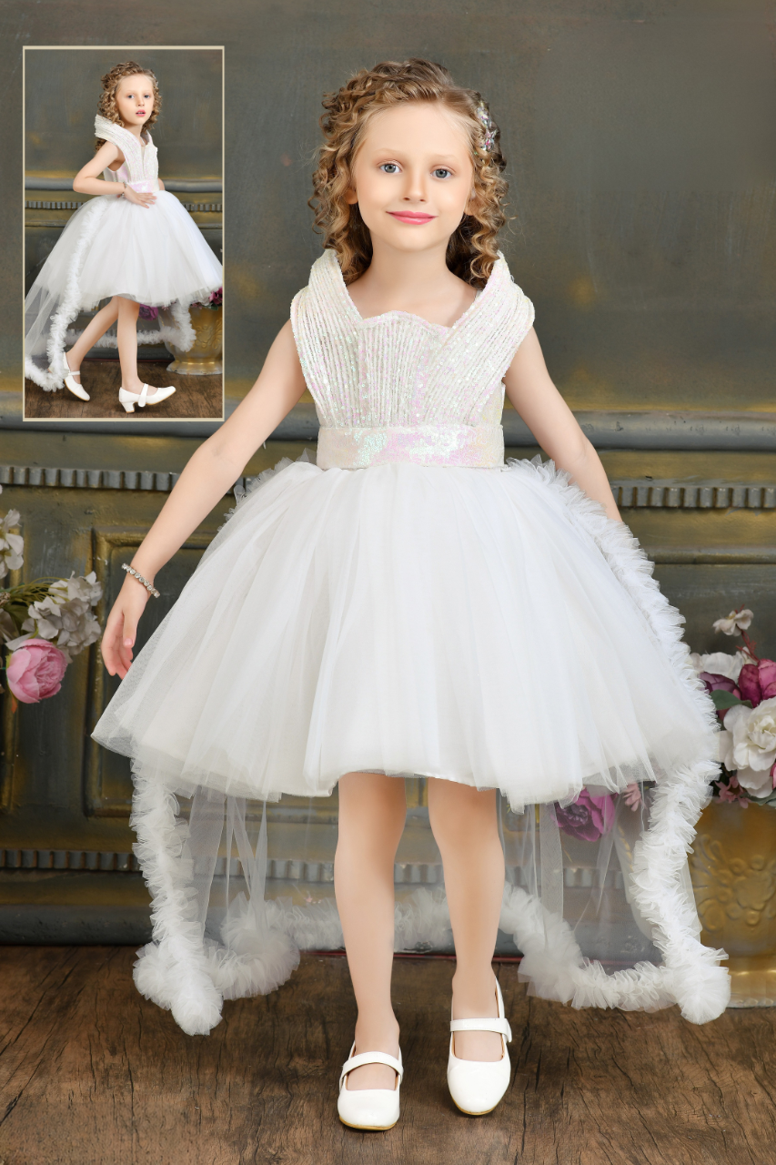 Snow Princess High Low Frock For Girls