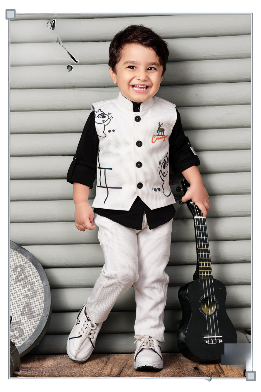 White Boys' Formal Vest and Pant Set