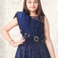 Sapphire Blue Girls’ Embellished Net Party Gown