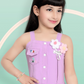 Purple Girls’ Trendy Floral-Embellished Playsuit