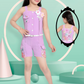 Purple Girls’ Trendy Floral-Embellished Playsuit