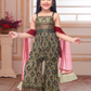 Green & Gold Girls’ Ethnic Sleeveless Sharara Set with Dupatta