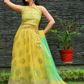 Yellow And Green Ombre Emroidered Lehenga Choli