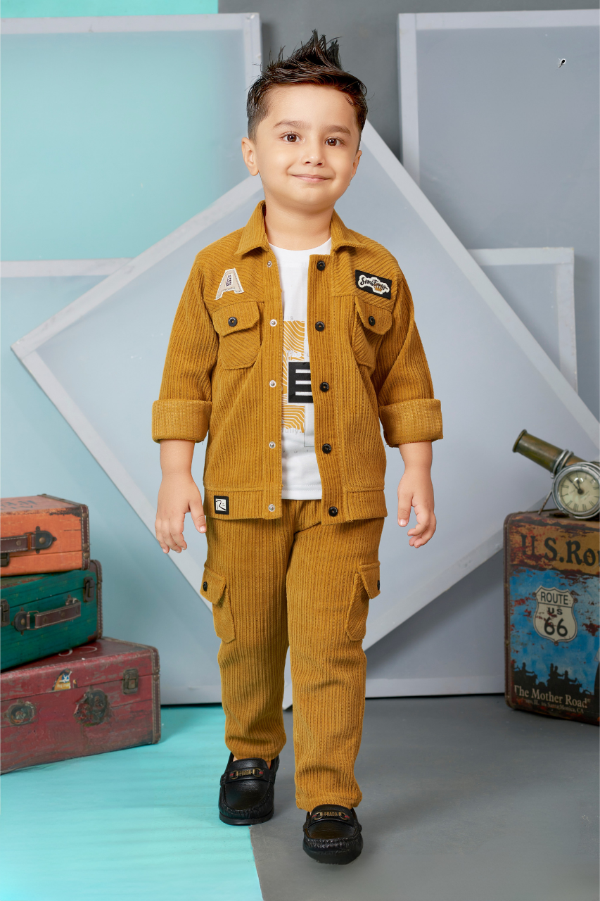 Mustard Boys' Corduroy Jacket and Pants Set