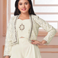 Ivory Embroidered Palazzo Set with Crop Top and Jacket