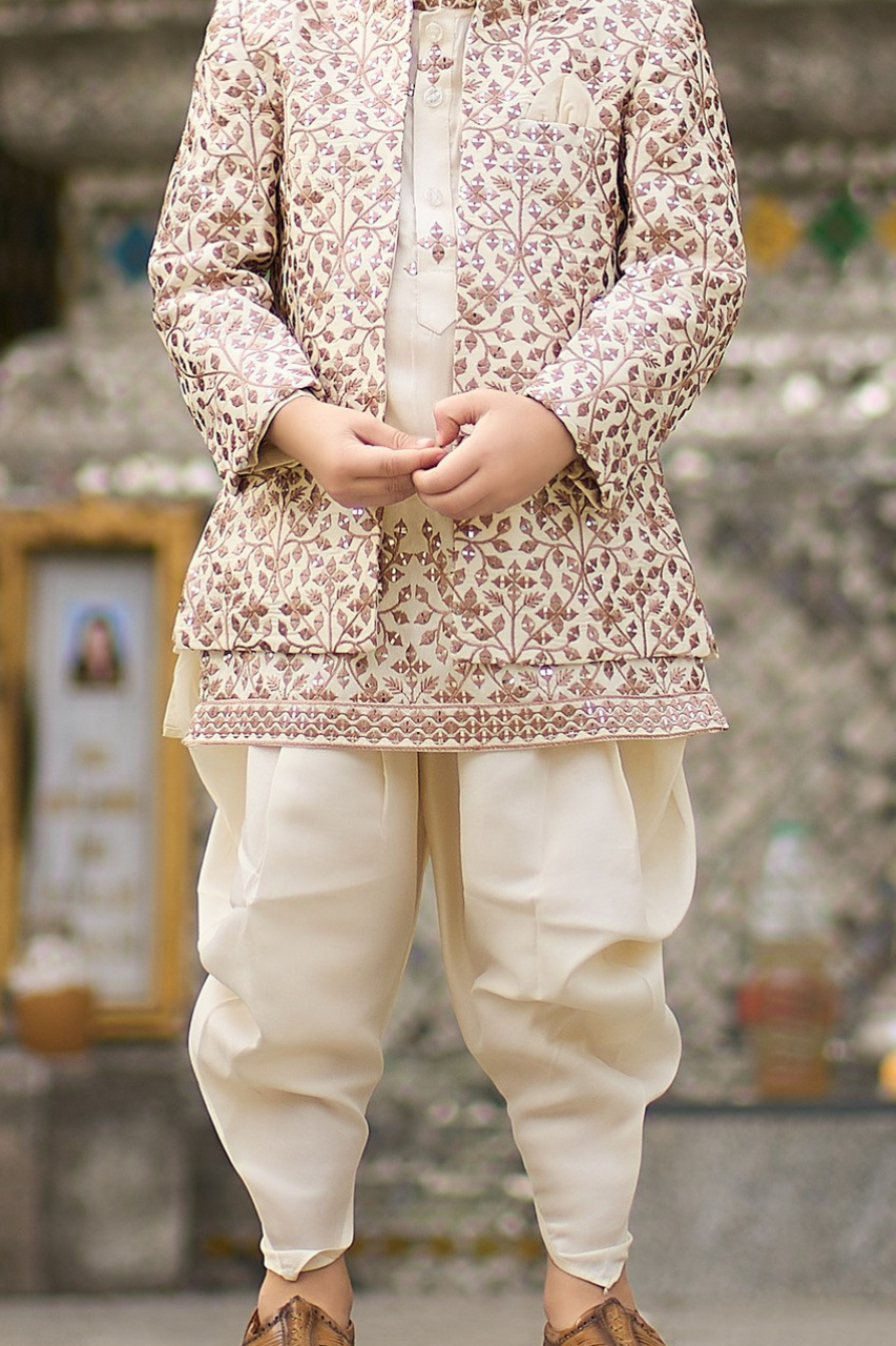Chiku Boys’ Embroidered Festive Jacket & Kurta Set 2778 black