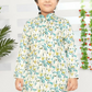 White & Blue Boys’ Floral-Printed Mandarin-Collar Kurta Set