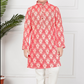 Red & White Boys’ Traditional Printed Mandarin-Collar Kurta Set