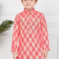 Red & White Boys’ Traditional Printed Mandarin-Collar Kurta Set