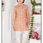 Peach & White Boys’ Traditional Printed Festive Kurta Set