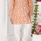 Peach & White Boys’ Traditional Printed Festive Kurta Set