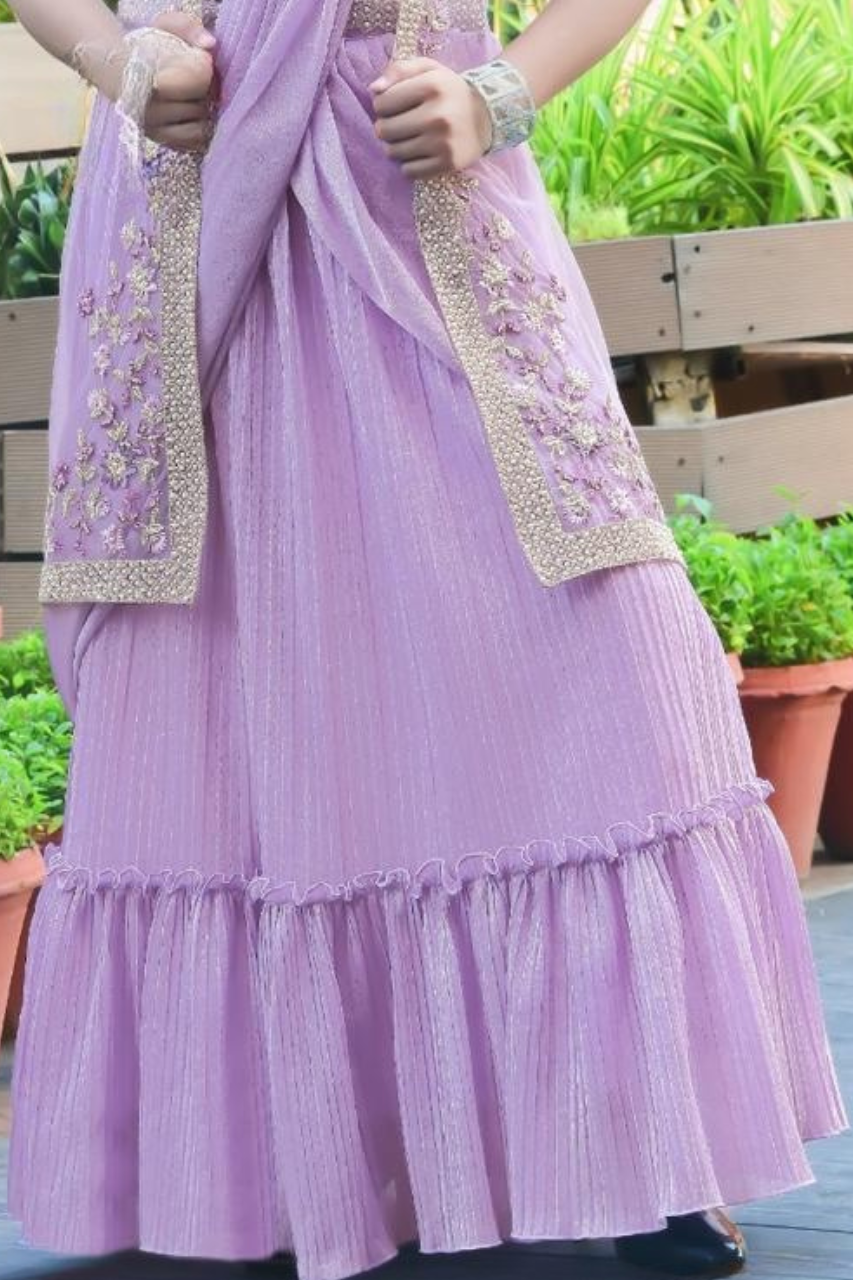 Lavender Grace Ethnic Lehenga Set For Girls