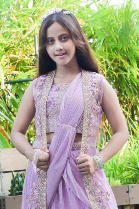 Lavender Grace Ethnic Lehenga Set For Girls