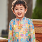 Multicolor & Mustard Boys’ Festive Printed Kurta Dhoti Set