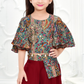 Maroon Printed Cape Top and Flared Palazzo Set