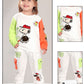 White Neon Fun Cartoon Print Casual Set