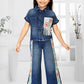 Blue Denim Boho Fringe Celebration Co-ord Set