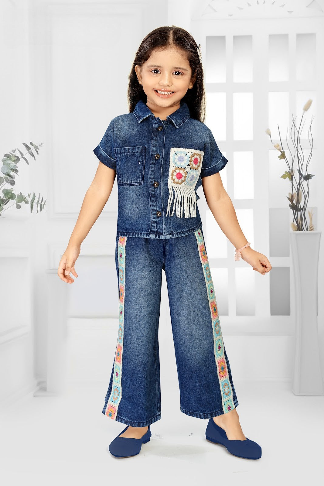 Blue Denim Boho Fringe Celebration Co-ord Set