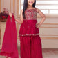 Rani Pink Mirror-Embroidered Kurti with Pleated Balloon Pants