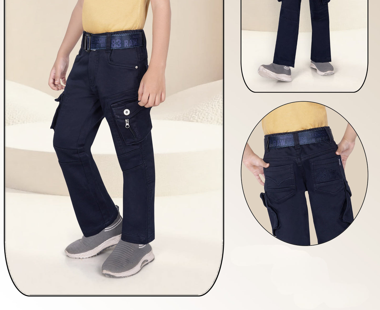 Navy Blue Utility Cargo Pant Set