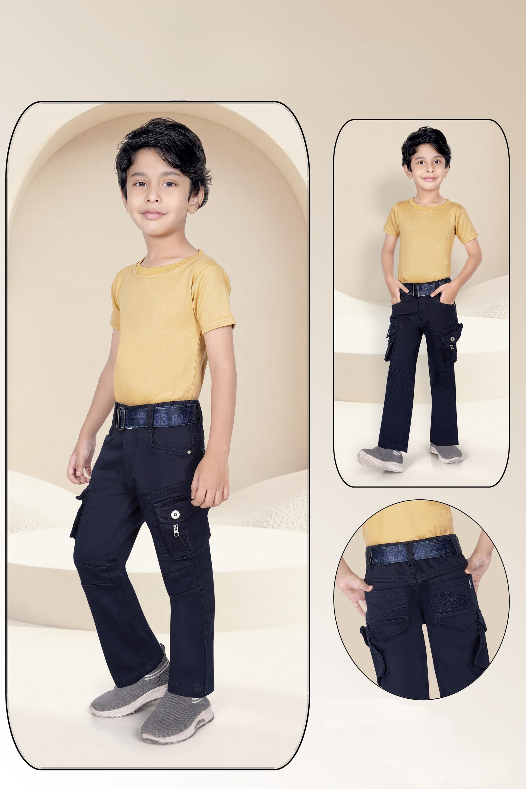 Navy Blue Utility Cargo Pant Set