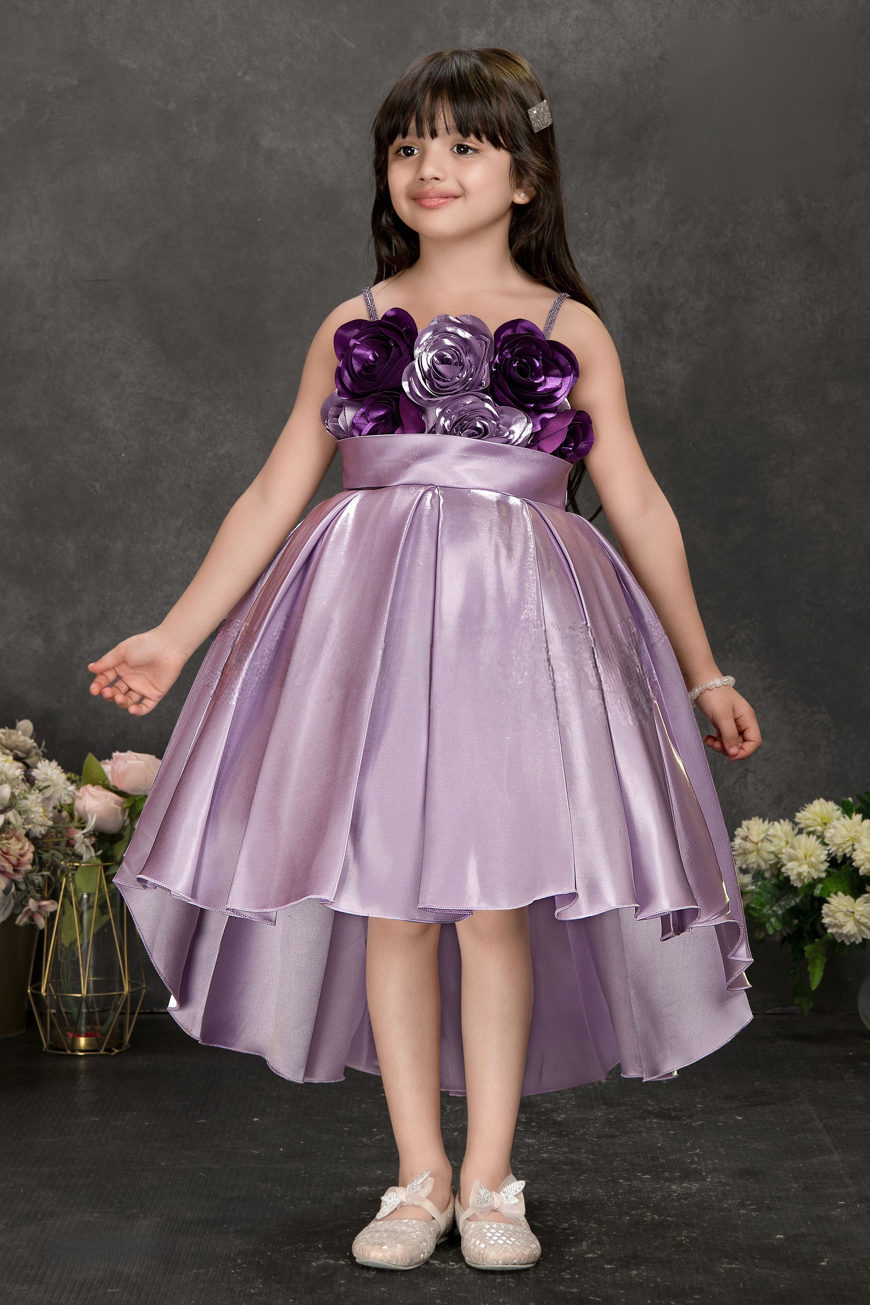 Lavender Princess 3D Flower Party Dress