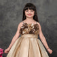 Gold Princess 3D Flower Party Dress