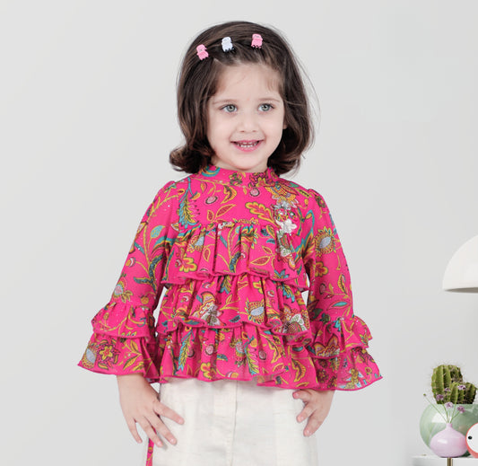 Pink Ruffle Princess Printed Co-Ord Set
