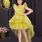 Yellow Princess High-Low Ruffle Party Dress