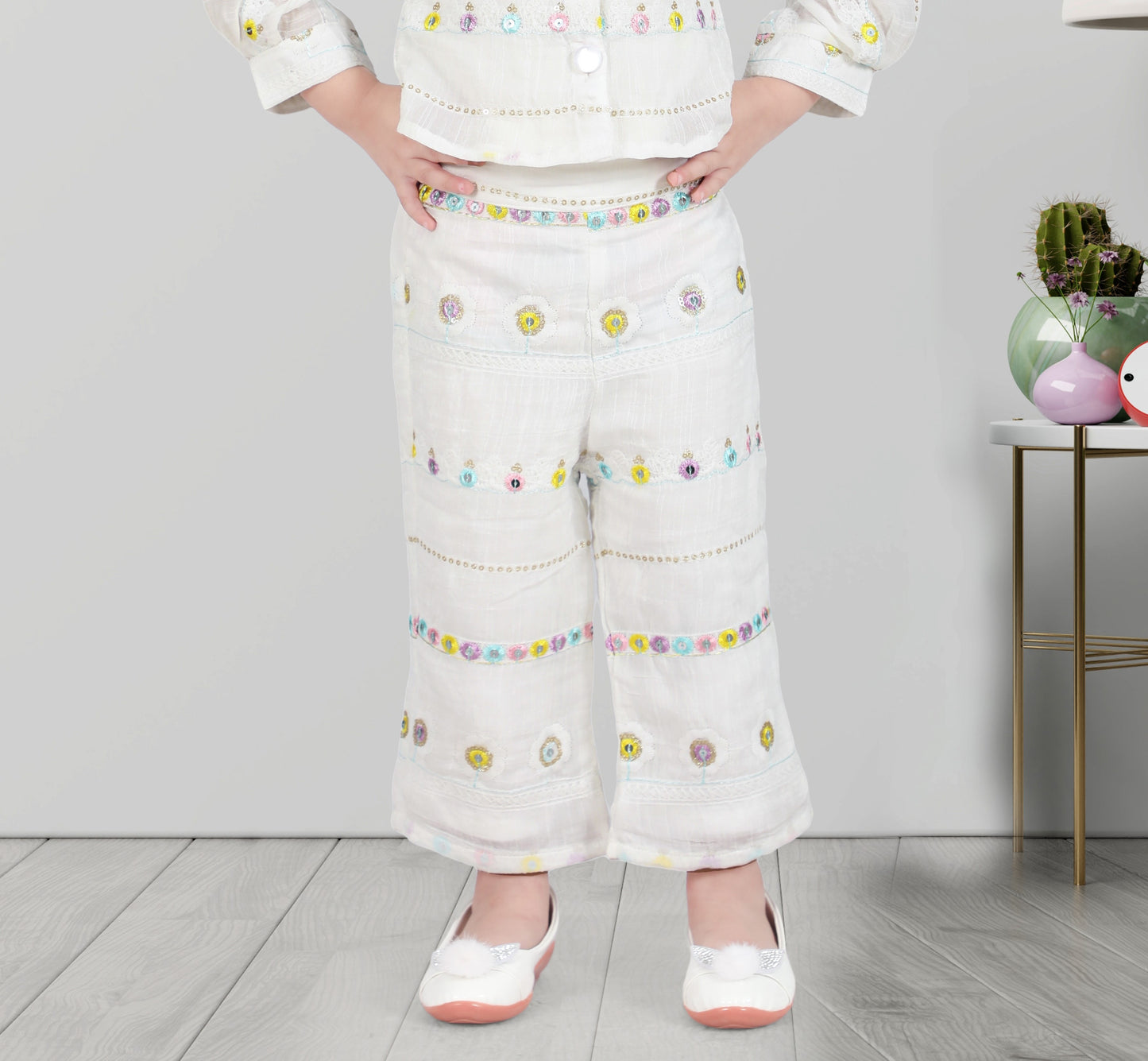 White Pastel Princess Embroidered Co-Ord Set