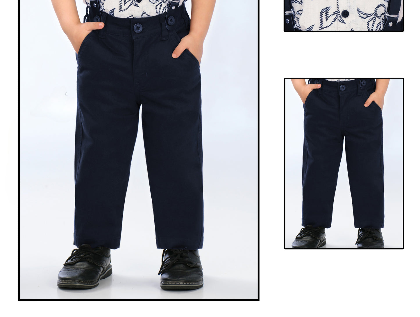 Navy Blue Floral Celebration Suspender Set