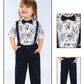 Navy Blue Floral Celebration Suspender Set