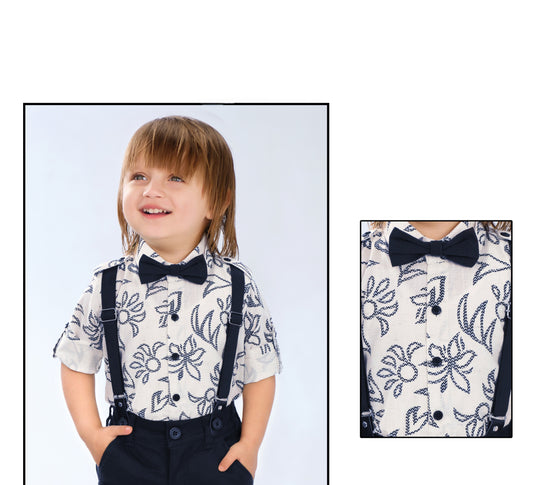 Navy Blue Floral Celebration Suspender Set
