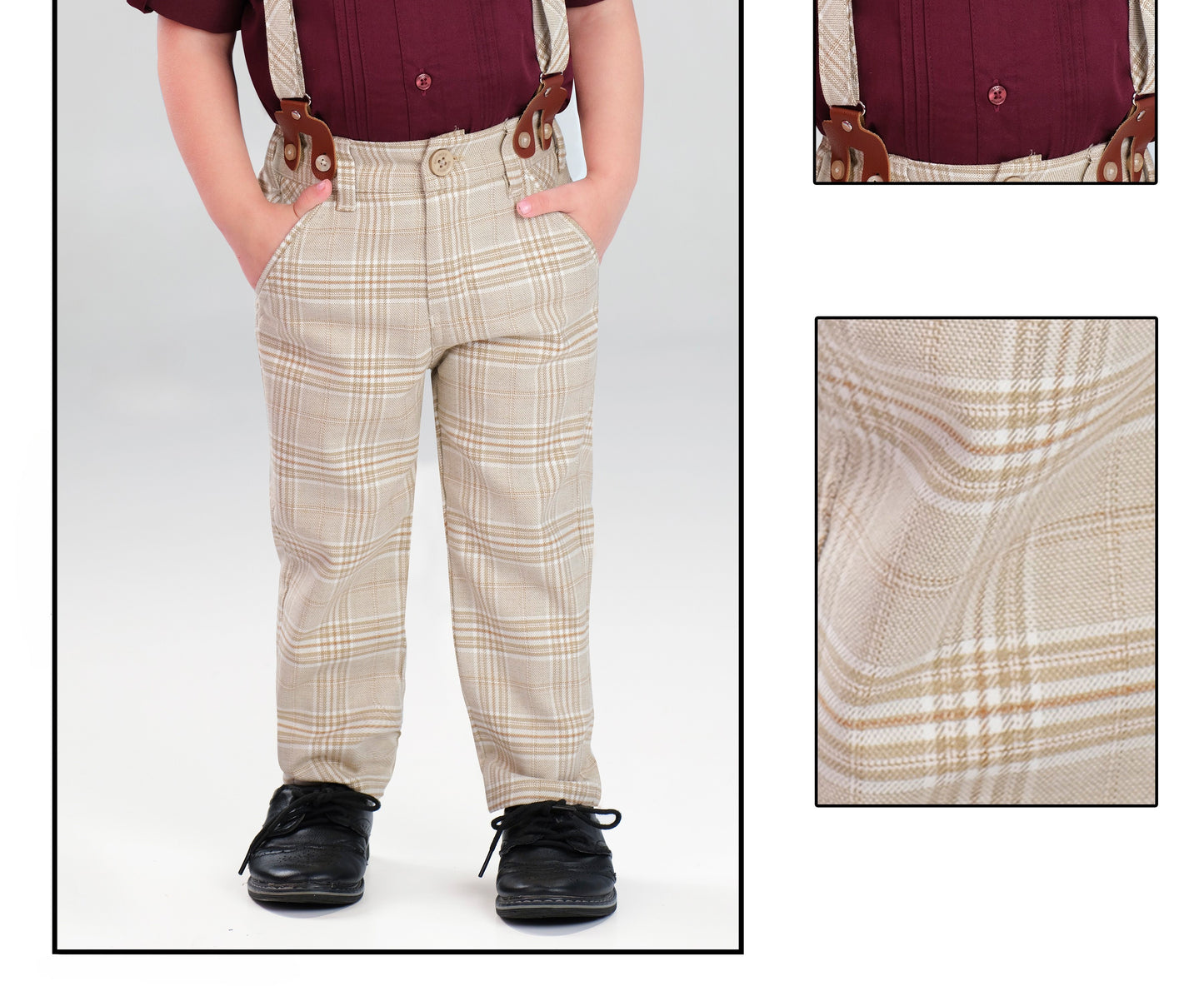 Beige & Maroon Classic Celebration Suspender Set