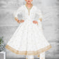 White & Gold Princess Anarkali Party Set