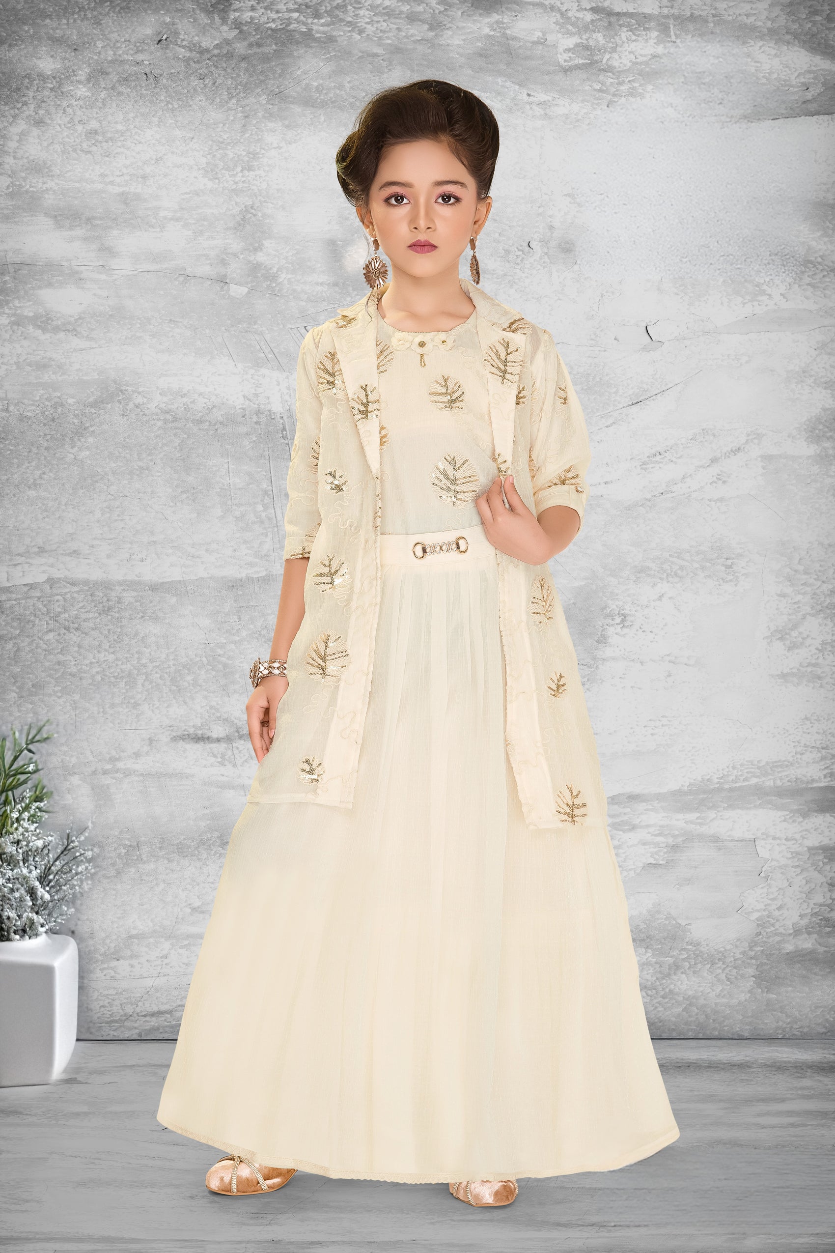 Cream Princess Glam Party Jacket Gown