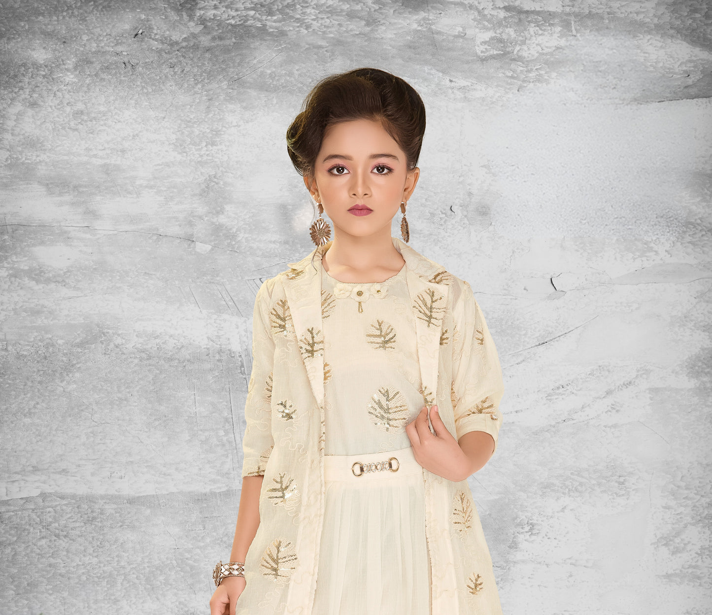 Cream Princess Glam Party Jacket Gown