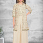 Beige Glam Celebration Palazzo Jacket Set
